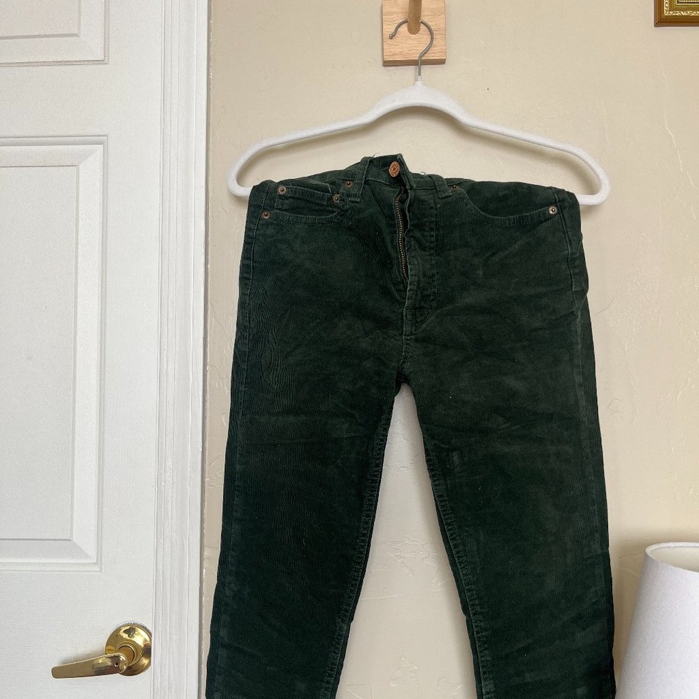 GAP Vintage Slim High Rise Corduroy Pants Emerald Green Sz 26